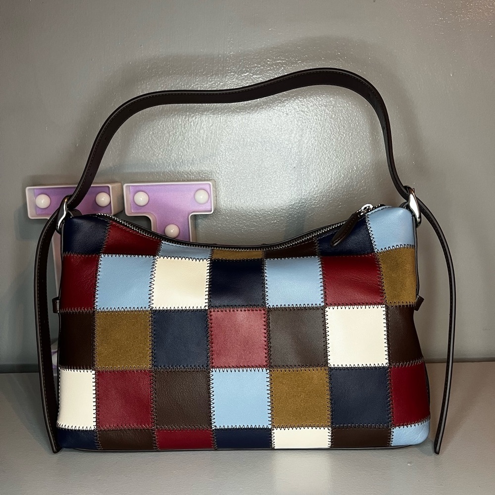 Coach Alter/Ego Shoulder Bag In Checkerboard Upcrafted Leather - Bluebell - Picture 3 of 10